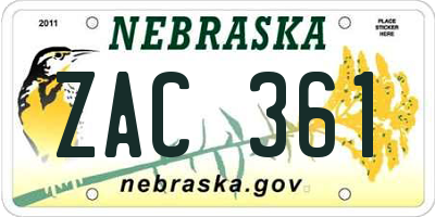 NE license plate ZAC361