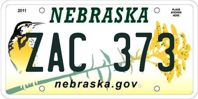 NE license plate ZAC373