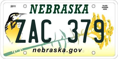 NE license plate ZAC379
