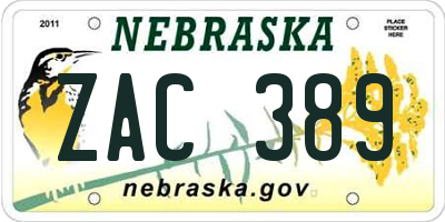 NE license plate ZAC389