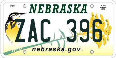 NE license plate ZAC396