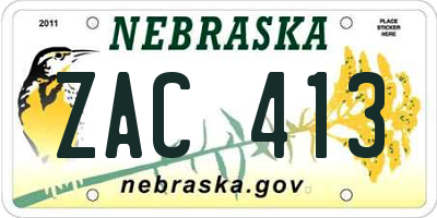 NE license plate ZAC413