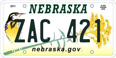 NE license plate ZAC421
