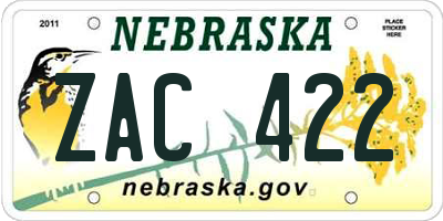 NE license plate ZAC422