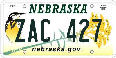 NE license plate ZAC427