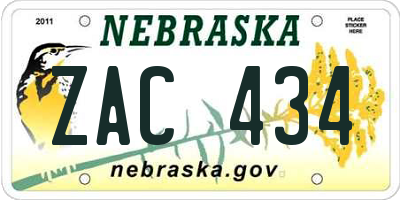 NE license plate ZAC434