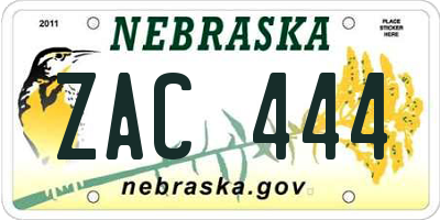 NE license plate ZAC444