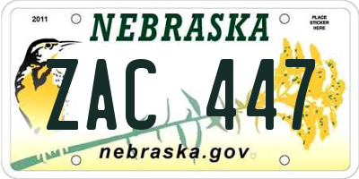 NE license plate ZAC447