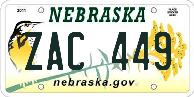 NE license plate ZAC449