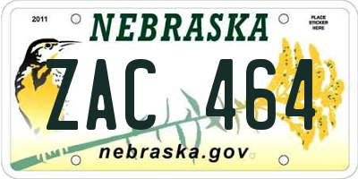 NE license plate ZAC464