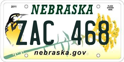 NE license plate ZAC468