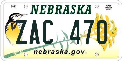 NE license plate ZAC470