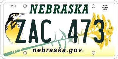 NE license plate ZAC473