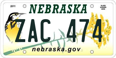 NE license plate ZAC474
