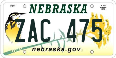 NE license plate ZAC475