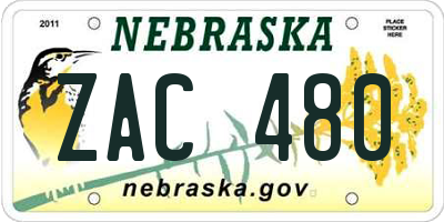 NE license plate ZAC480