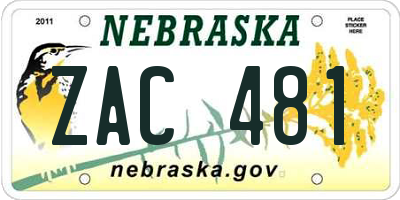 NE license plate ZAC481