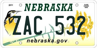 NE license plate ZAC532