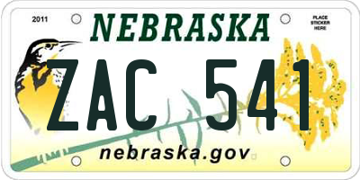NE license plate ZAC541