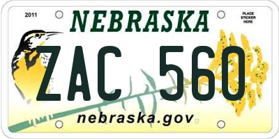 NE license plate ZAC560
