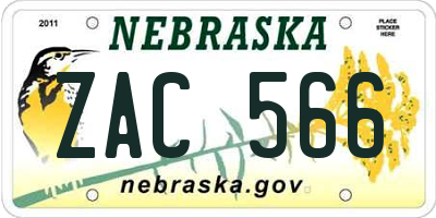 NE license plate ZAC566