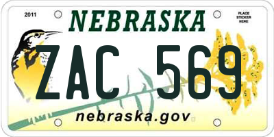 NE license plate ZAC569