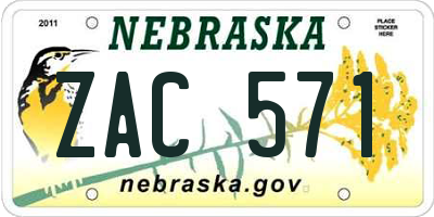NE license plate ZAC571