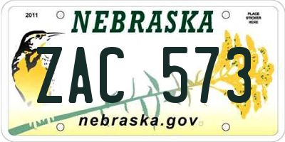 NE license plate ZAC573