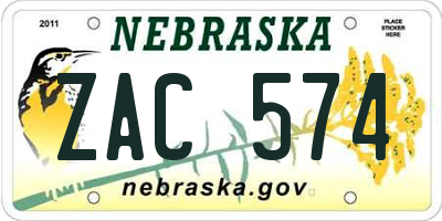NE license plate ZAC574