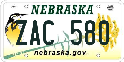 NE license plate ZAC580