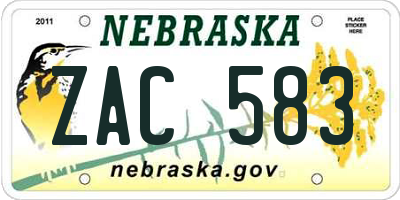 NE license plate ZAC583