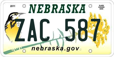NE license plate ZAC587