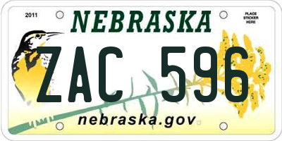 NE license plate ZAC596