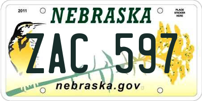 NE license plate ZAC597