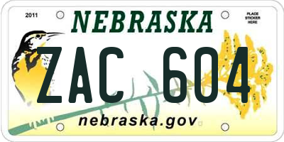 NE license plate ZAC604