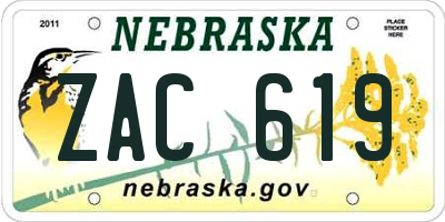 NE license plate ZAC619