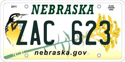 NE license plate ZAC623