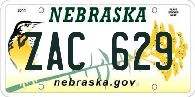 NE license plate ZAC629