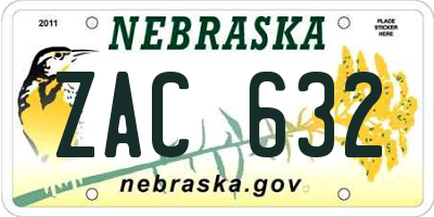 NE license plate ZAC632