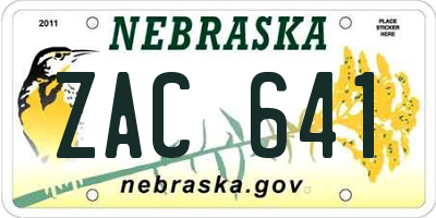 NE license plate ZAC641