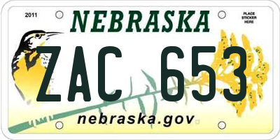 NE license plate ZAC653