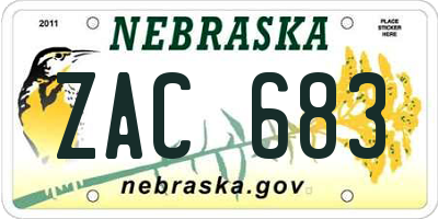 NE license plate ZAC683