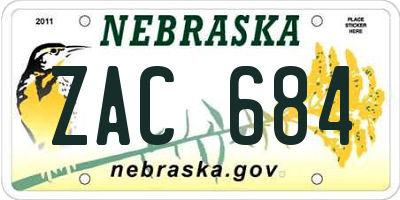 NE license plate ZAC684
