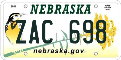 NE license plate ZAC698