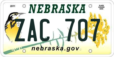 NE license plate ZAC707