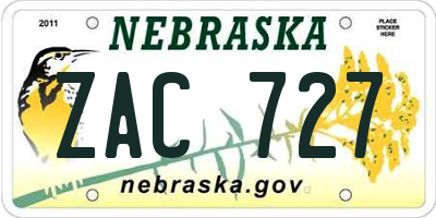 NE license plate ZAC727