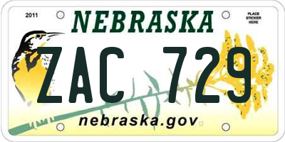NE license plate ZAC729