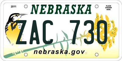 NE license plate ZAC730