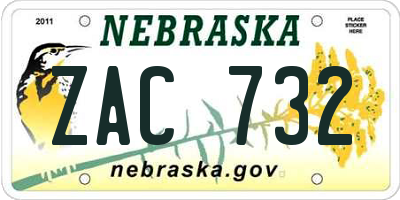 NE license plate ZAC732