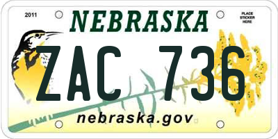 NE license plate ZAC736